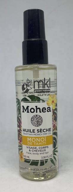 Mkl mohea Huile Sèche au monoi pour le visage, le corps ainsi que les cheveux a la pharmacie du petit Bosquet 13012 marseille 