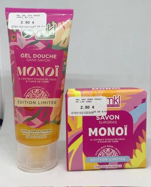 Mkl gel douche liquide et solide monoi édition limitée a la pharmacie du petit Bosquet 13012 à marseille