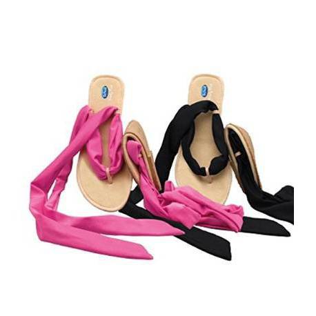Ballerines a lanieres faciles a transporter et agréables pour vos pieds, vendues en 2 couleurs : une paire rose et une paire noire 